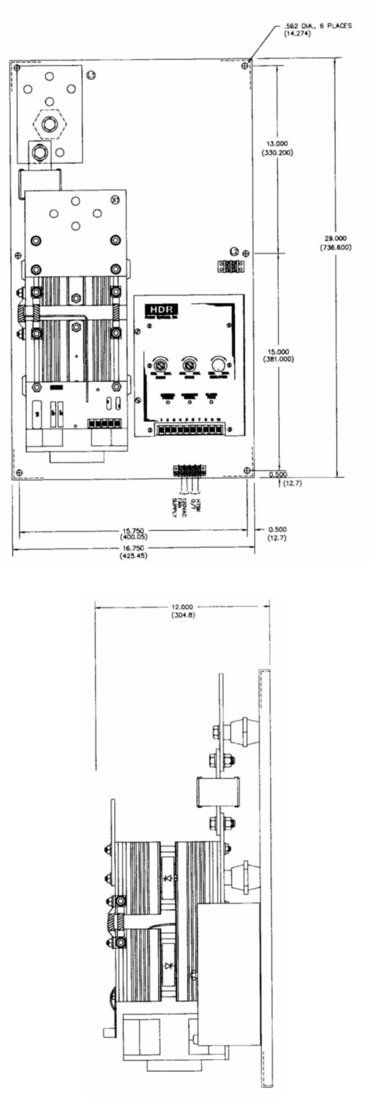 PF1 SCR Power Control Dimensions