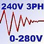 Variac,  Three Phase, 240VAC Input, 0-280V Output